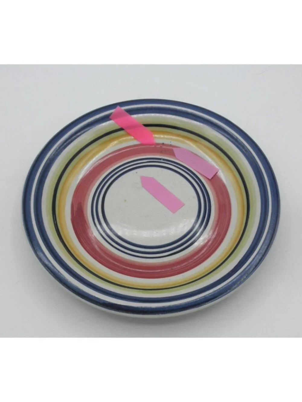Multi Stripe by Pier 1 Salad Plate Set of 4 Pattern PERMUS Retired GLAZE FLAWS